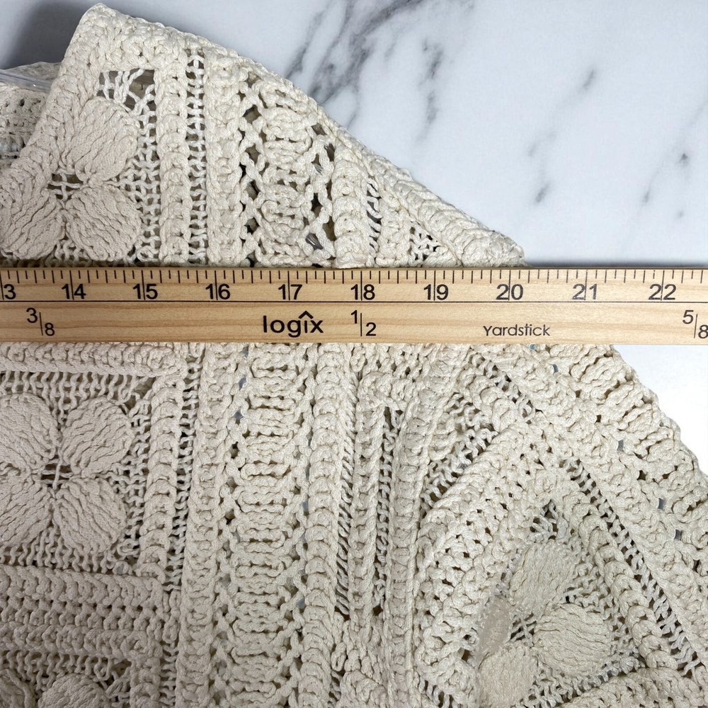 H&M Crochet-Look Tunic Dress Cream Fringe Size Large Summer Edition 2025 Boho - Picture 6 of 15